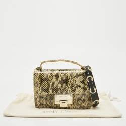 Pre Owned Jimmy Choo Yellow Snakeskin Rebel Crossbody Bag