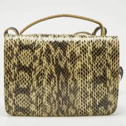 Pre Owned Jimmy Choo Yellow Snakeskin Rebel Crossbody Bag