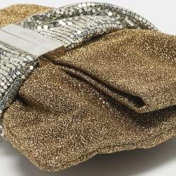 Pre Owned Jimmy Choo Gold/Silver Lurex Fabric and Chainmail Chandra Chain Clutch