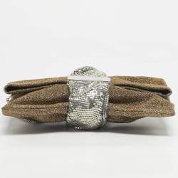 Pre Owned Jimmy Choo Gold/Silver Lurex Fabric and Chainmail Chandra Chain Clutch