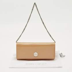 Pre Owned Jimmy Choo Beige Patent Leather and Suede Fie Chain Clutch