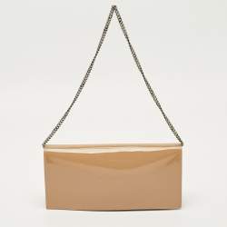 Pre Owned Jimmy Choo Beige Patent Leather and Suede Fie Chain Clutch