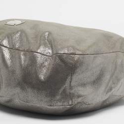 Pre Owned Jimmy Choo Silver Iridescent Leather Large Sky Bangle Hobo