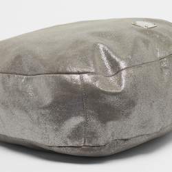 Pre Owned Jimmy Choo Silver Iridescent Leather Large Sky Bangle Hobo