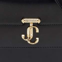 Pre Owned Jimmy Choo Black Leather Faux Pearl Varenne Shoulder Bag