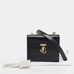 Pre Owned Jimmy Choo Black Leather Faux Pearl Varenne Shoulder Bag