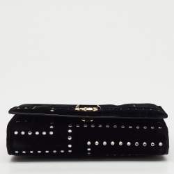 Pre Owned Jimmy Choo Black Velvet Crystal Embellished Varenne Chain Clutch