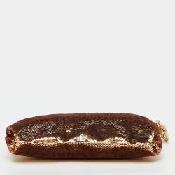 Pre Owned Jimmy Choo Metallic Rose Gold Sequins Mini Callie Bag