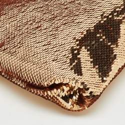 Pre Owned Jimmy Choo Metallic Rose Gold Sequins Mini Callie Bag