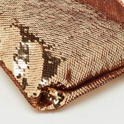 Pre Owned Jimmy Choo Metallic Rose Gold Sequins Mini Callie Bag