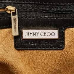 Pre Owned Jimmy Choo Black Lizard Embossed Glossy Leather Carolina Clutch