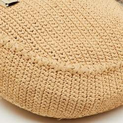 Pre Owned Jimmy Choo Beige/Black Raffia and Snakeskin Trim Sky Hobo