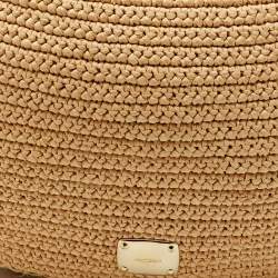 Pre Owned Jimmy Choo Beige/Black Raffia and Snakeskin Trim Sky Hobo