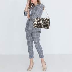 Pre Owned Jimmy Choo Burgundy/Off White Calf Hair Ally Flap Shoulder Bag