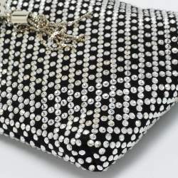 Pre Owned Jimmy Choo Black Suede Crystal Embellished Phone Pouch with Chain