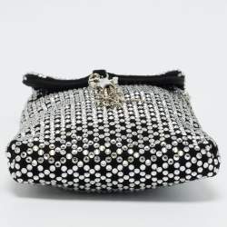 Pre Owned Jimmy Choo Black Suede Crystal Embellished Phone Pouch with Chain