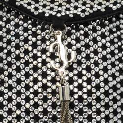 Pre Owned Jimmy Choo Black Suede Crystal Embellished Phone Pouch with Chain