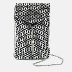 Pre Owned Jimmy Choo Black Suede Crystal Embellished Phone Pouch with Chain
