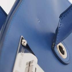 Pre Owned Jimmy Choo Blue Leather and Suede Riley Tote