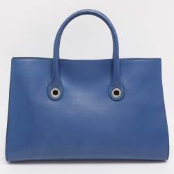 Pre Owned Jimmy Choo Blue Leather and Suede Riley Tote