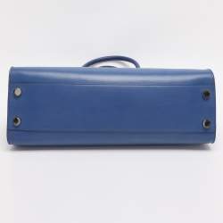 Pre Owned Jimmy Choo Blue Leather and Suede Riley Tote