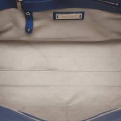 Pre Owned Jimmy Choo Blue Leather and Suede Riley Tote