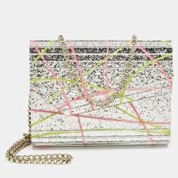 Pre Owned Jimmy Choo Silver Acrylic Paint Splatter Candy Chain Clutch