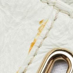 Pre Owned Jimmy Choo White Leather Dessy Studded Hobo