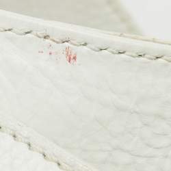 Pre Owned Jimmy Choo White Leather Dessy Studded Hobo