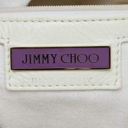 Pre Owned Jimmy Choo White Leather Dessy Studded Hobo
