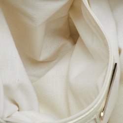 Pre Owned Jimmy Choo White Leather Dessy Studded Hobo