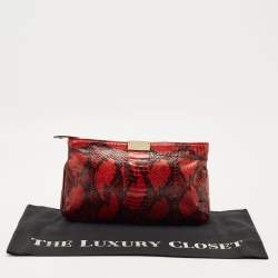 Pre Owned Jimmy Choo Red/Black Watersnake Leather Zulu Clutch