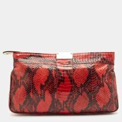 Pre Owned Jimmy Choo Red/Black Watersnake Leather Zulu Clutch