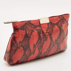 Pre Owned Jimmy Choo Red/Black Watersnake Leather Zulu Clutch