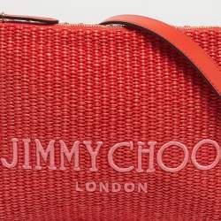 مملوكة مسبقًا Jimmy Choo Red Woven Raffia Callie Shoulder Bag