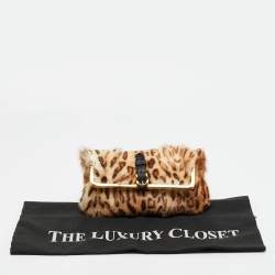 Pre Owned Jimmy Choo Brown Leopard Print Calf Hair Frame Pouch