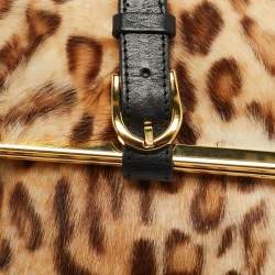 Pre Owned Jimmy Choo Brown Leopard Print Calf Hair Frame Pouch