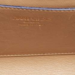 Pre Owned Jimmy Choo Blue Satin Crystals Embellished Flap Clutch