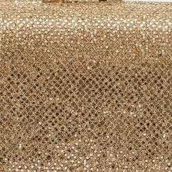 Pre Owned Jimmy Choo Gold Glitter Fabric Tube Clutch