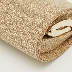 Pre Owned Jimmy Choo Gold Glitter Fabric Tube Clutch