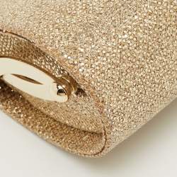 Pre Owned Jimmy Choo Gold Glitter Fabric Tube Clutch