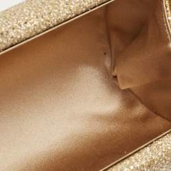 Pre Owned Jimmy Choo Gold Glitter Fabric Tube Clutch