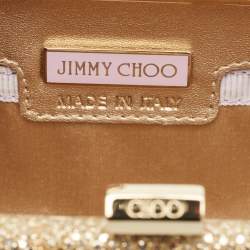 Pre Owned Jimmy Choo Gold Glitter Fabric Tube Clutch