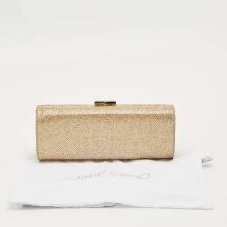 Pre Owned Jimmy Choo Gold Glitter Fabric Tube Clutch