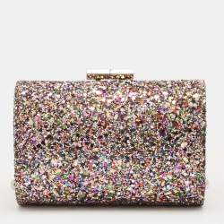 Pre Owned Jimmy Choo Multicolor Glitter Fabric Mini Tube Clutch