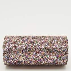 Pre Owned Jimmy Choo Multicolor Glitter Fabric Mini Tube Clutch