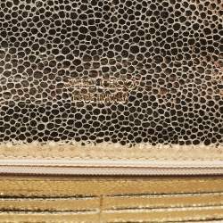 Pre Owned Jimmy Choo Silver/Gold Glitter and Leather Reese Flap Clutch