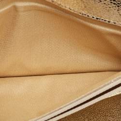 Pre Owned Jimmy Choo Silver/Gold Glitter and Leather Reese Flap Clutch