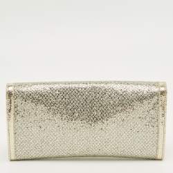 Pre Owned Jimmy Choo Silver/Gold Glitter and Leather Reese Flap Clutch