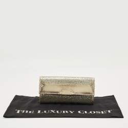 Pre Owned Jimmy Choo Silver/Gold Glitter and Leather Reese Flap Clutch
